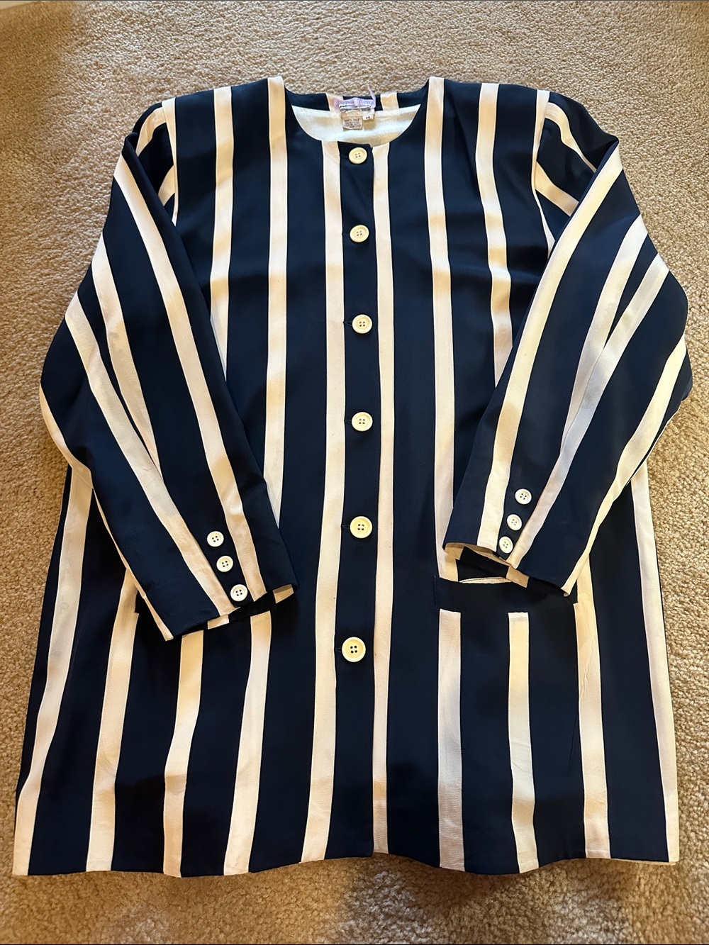 Nieman Marcus Classic Navy & White Striped Women’s silk jacket